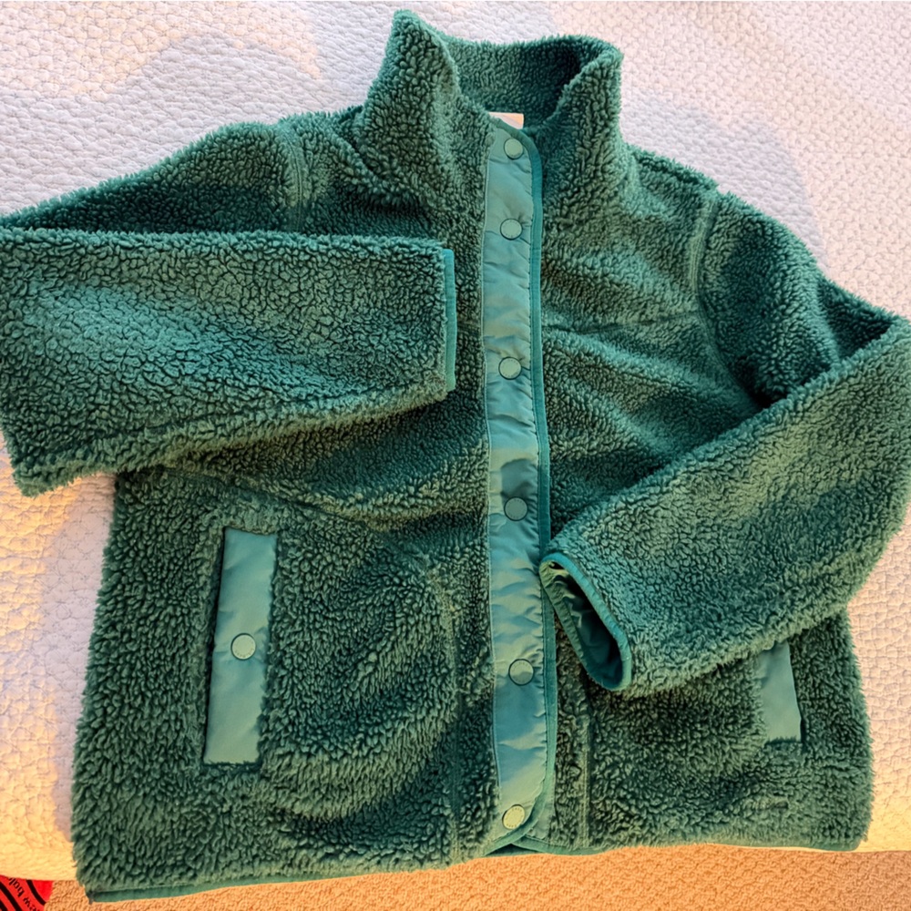 L.L. Bean Teal Green Sherpa Fleece Jacket